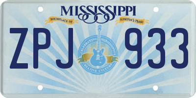 MS license plate ZPJ933