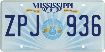 MS license plate ZPJ936