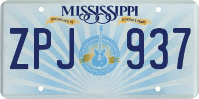 MS license plate ZPJ937