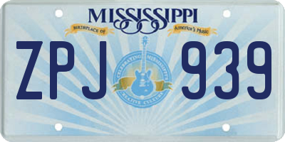 MS license plate ZPJ939