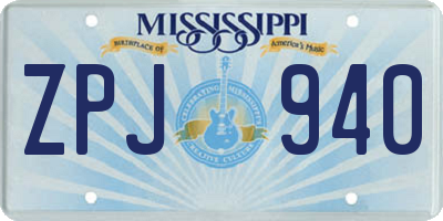MS license plate ZPJ940