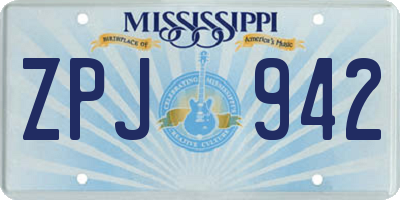 MS license plate ZPJ942