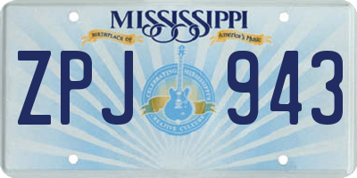 MS license plate ZPJ943