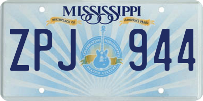 MS license plate ZPJ944