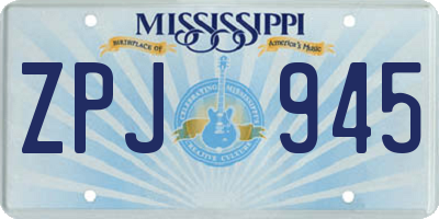 MS license plate ZPJ945