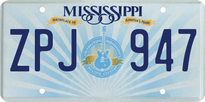 MS license plate ZPJ947