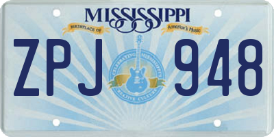 MS license plate ZPJ948