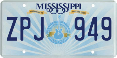 MS license plate ZPJ949