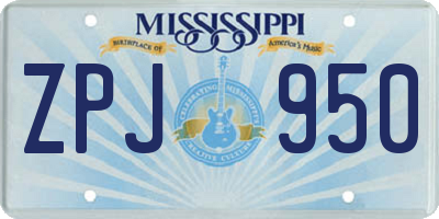 MS license plate ZPJ950
