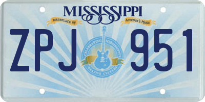 MS license plate ZPJ951