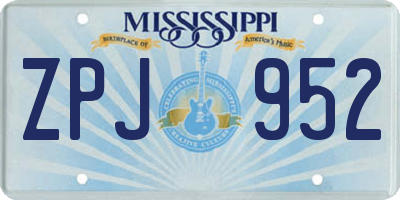 MS license plate ZPJ952