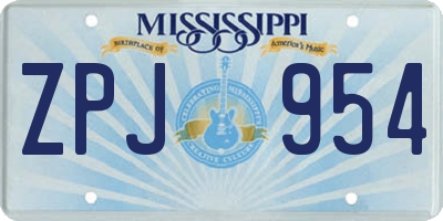 MS license plate ZPJ954