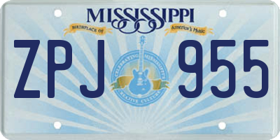 MS license plate ZPJ955