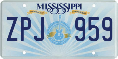 MS license plate ZPJ959