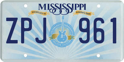 MS license plate ZPJ961