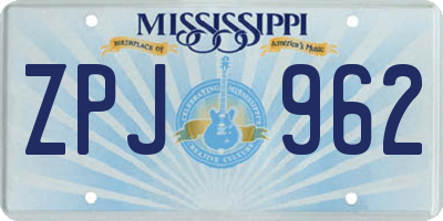 MS license plate ZPJ962