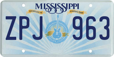 MS license plate ZPJ963