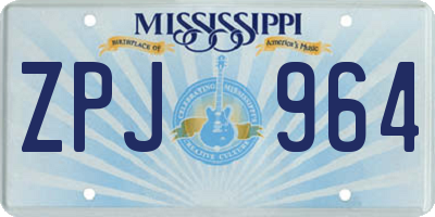 MS license plate ZPJ964