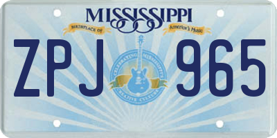 MS license plate ZPJ965