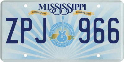 MS license plate ZPJ966