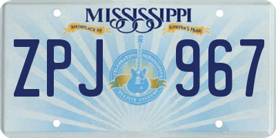 MS license plate ZPJ967