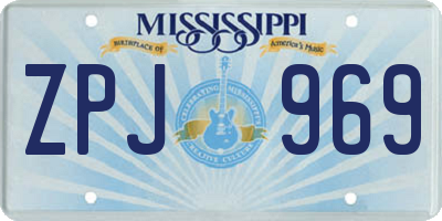 MS license plate ZPJ969