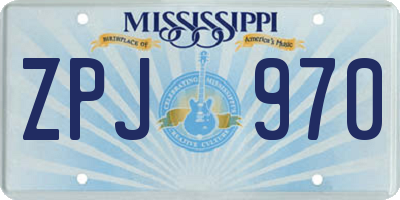 MS license plate ZPJ970