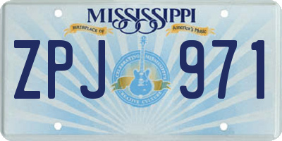 MS license plate ZPJ971