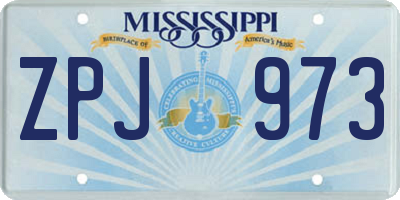 MS license plate ZPJ973
