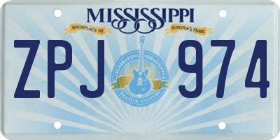 MS license plate ZPJ974