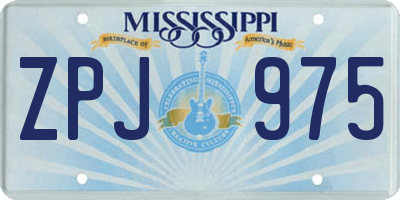 MS license plate ZPJ975