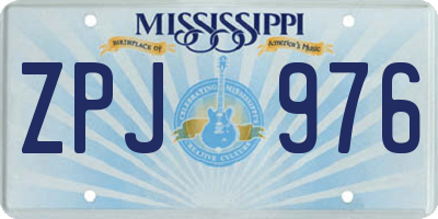 MS license plate ZPJ976