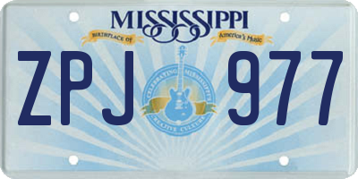 MS license plate ZPJ977