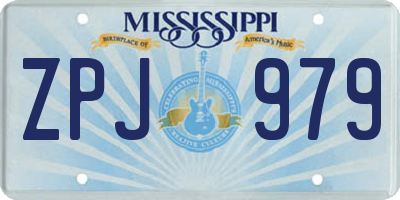 MS license plate ZPJ979