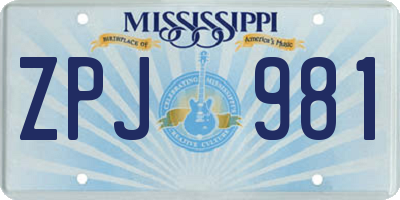 MS license plate ZPJ981