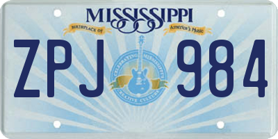 MS license plate ZPJ984