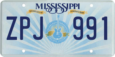 MS license plate ZPJ991