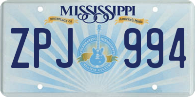 MS license plate ZPJ994