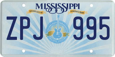 MS license plate ZPJ995