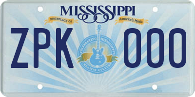 MS license plate ZPK000