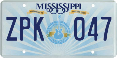 MS license plate ZPK047