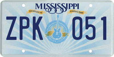 MS license plate ZPK051