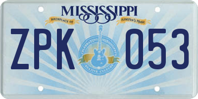 MS license plate ZPK053