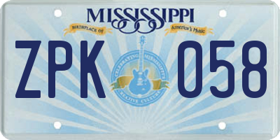 MS license plate ZPK058