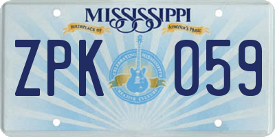 MS license plate ZPK059