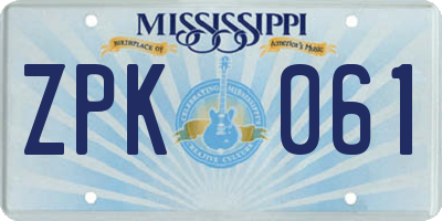 MS license plate ZPK061