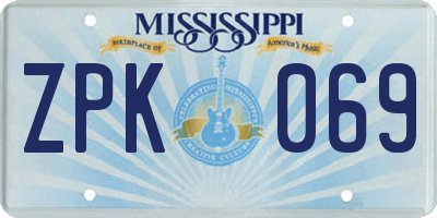 MS license plate ZPK069