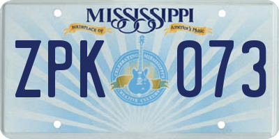 MS license plate ZPK073