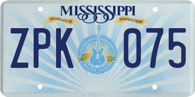 MS license plate ZPK075