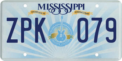 MS license plate ZPK079